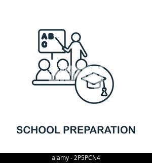 School Preparation line icon. Monochrome simple School Preparation outline icon for templates, web design and infographics Stock Vector