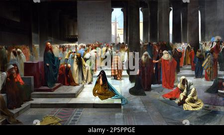 Jesus Christ and the Woman Taken in Adultery  - Christ and the Adulteress by Arturo Viligiardi? 1869 - 1936? Italy, was an Italian painter, sculptor, architect and urban planner. 1869 - 1936? Italy, Stock Photo