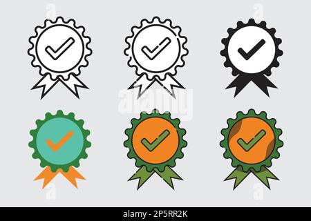 Rosette Stamp Icon Vector Design Template. Editable Stroke. Stock Vector