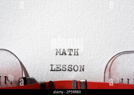 Math lesson text written with a typewriter Stock Photo - Alamy
