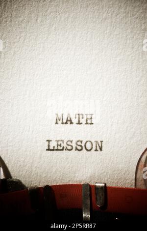 Math lesson text written with a typewriter Stock Photo - Alamy