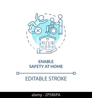 Enable safety at home blue concept icon Stock Vector