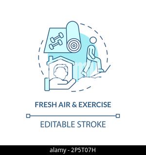 Fresh air and exercise blue concept icon Stock Vector
