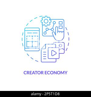 Creator economy blue gradient concept icons set Stock Vector Image ...