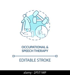 Occupational and speech therapy blue concept icon Stock Vector