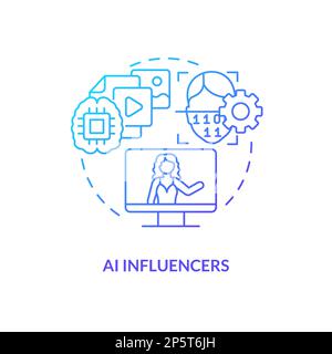 AI influencers blue gradient concept icon Stock Vector