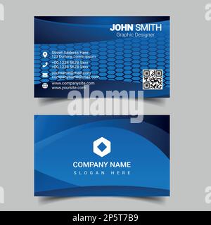 Professional business card design template for company or business. Two color simple but professional design. Compatible for business and personal use Stock Vector