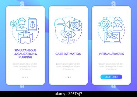Data solutions for metaverse blue gradient onboarding mobile app screen Stock Vector