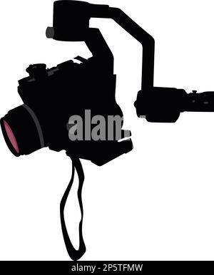 Silhouette photo camera on hand tripod. Vector illustration Stock Vector