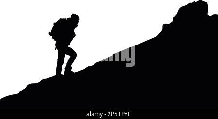 man climbing rock. illustration vector eps. sports and motivational Stock Vector