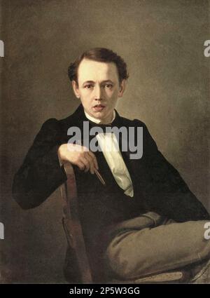 Перов Василий - Автопортрет 1 - Русская школа - XIX век - Perov Vasily - Self Portrait 1 - Russian School - 19th  Century Stock Photo