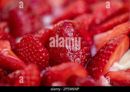 Strawberry and cream pie Stock Photo