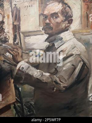 Selbstportraet im weissen Kittel by German painter Lovis Corinth at the Wallraf-Richartz Museum, Cologne, Germany Stock Photo