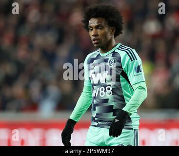 London, England, 6th March 2023. Willian of Fulham during the Premier League match at Gtech Community Stadium, London. Picture credit should read: Paul Terry / Sportimage Stock Photo