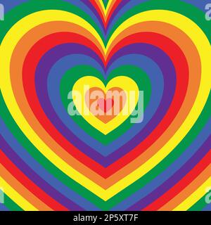 Pride heart background in retro style. Love wallpaper design. Stock Vector