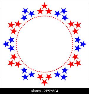 American flag symbols stars round decorative border frame logo symbol banner with empty space for text. Stock Vector