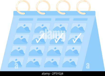 Tracking with calendar regular social media posts semi flat color vector object Stock Vector