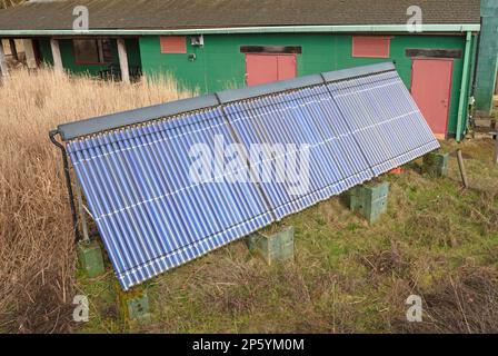 Vacuum solar water heating system, green energy Stock Photo