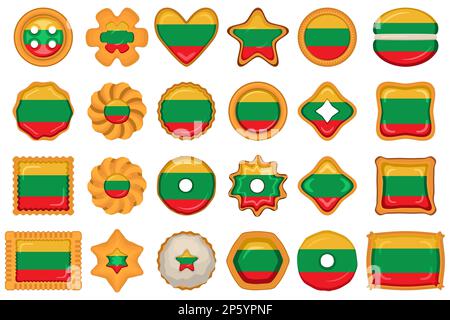 Homemade cookie with flag country Lithuania in tasty biscuit, cookie consist of sign flag country Lithuania on natural biscuit, fresh biscuit cookie w Stock Vector