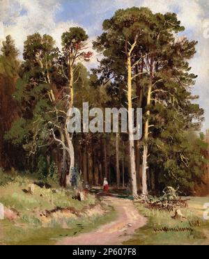 Шишкин Иван - Лесная дорога 2 - Русская школа - XIX век - Shishkin Ivan - Forest Road 2 - Russian School - 19th  Century Stock Photo