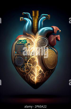 Energy heart, conceptual illustration of heart at full energy. energy concept. Stock Photo
