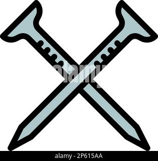Crossed nails icon outline vector. Work design. Construction tool Stock Vector