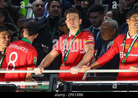 26 Feb 2023 - Manchester United v Newcastle United - Carabao Cup - Final - Wembley Stadium  Manchester United's Harry Maguire during the Carabao Cup Final.  Picture : Mark Pain / Alamy Live News Stock Photo