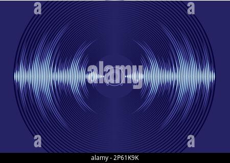 Minimalist abstract sound wave on dark blue line background vector illustration for a music studio, concert invitation, or literature, Vector Illustra Stock Vector