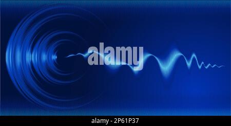 Minimalist abstract sound wave on dark blue line background vector ...