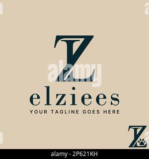 Logo design graphic concept creative abstract premium free vector stock letter ZL or LZ serif font with connected cut. Related to monogram or initial Stock Vector