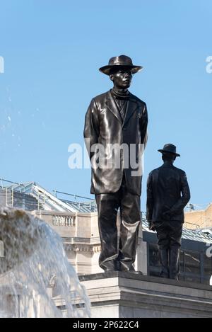 Fourth Plinth statue of Baptist preacher and pan-Africanist John Chilembwe and European missionary John Chorley in Trafalgar Square, London Stock Photo