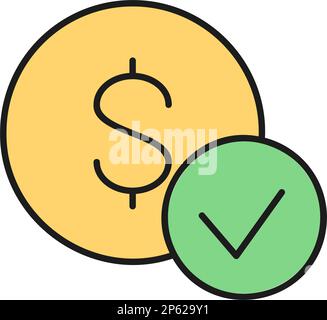 Coin with check mark, best choice, quality control, approved color