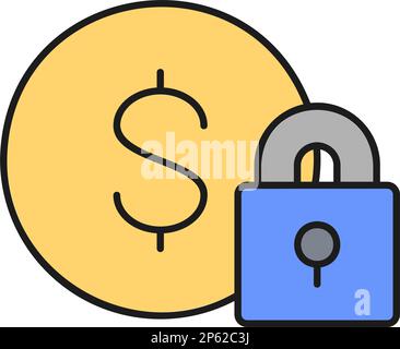 Coin with lock, money protection, finances security, deposit savings ...