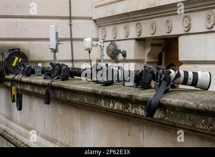 London, UK. 07th Mar, 2023. Photographers cameras at 10 Downing Street London. Credit: Ian Davidson/Alamy Live News Stock Photo