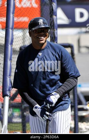 April 02, 2011; Bronx, NY, USA; New York Yankees outfielder Curtis  Granderson (14) before game against the Detroit Tigers at Yankee Stadium.  Yankees defeated the Tigers 10-6. (Tomasso De Rosa/Four Seam Images