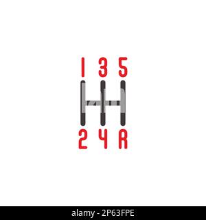 manual car number r reverse transmission symbol vector Stock Vector