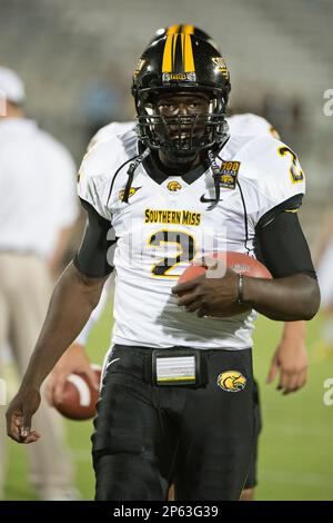 October 13, 2012: Golden Eagles quarterback Anthony Alford (2) hands the  ball off to Golden Eagles running back Jalen Richard (30) during first half  NCAA football between the Southern Miss Golden Eagles