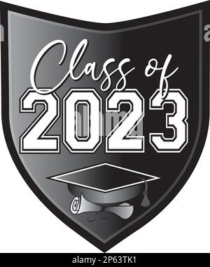 Class of 2023 Shield Logo Black and White Crest Stock Vector