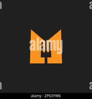 letter m fork food simple geometric logo vector Stock Vector