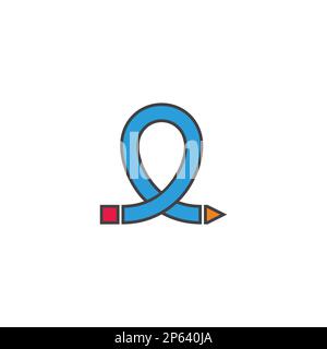 colorful loop elastic pen outline logo vector Stock Vector