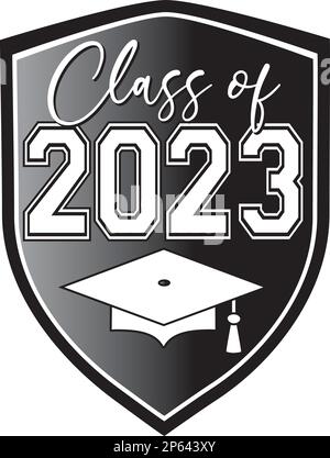 Class of 2023 Shield Logo Black and White Crest Stock Vector