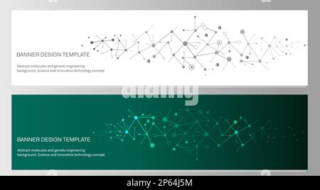 Abstract background of molecular structures. Molecules or DNA chain, genetic engineering, neural networks, innovative technologies, scientific Stock Vector