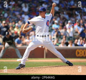 Chicago Cubs Brooks Raley (43), in action during a game against the  Milwaukee Brewers on August