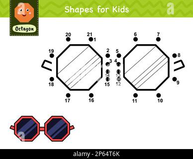 Connect the dots and draw a sunglasses. Dot to dot number game for kids Stock Vector