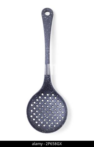 Plastic kitchen skimmer isolated on white background Stock Photo