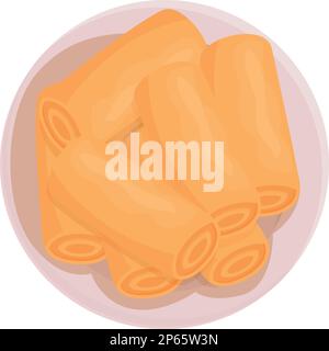 Tasty cheese icon cartoon vector. Spring roll. Restaurant menu Stock Vector