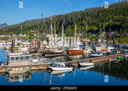 The harbor in the village of Queen Charlotte, Graham Island (Haida Gwaii), British Columbia, Canada, North America Stock Photo