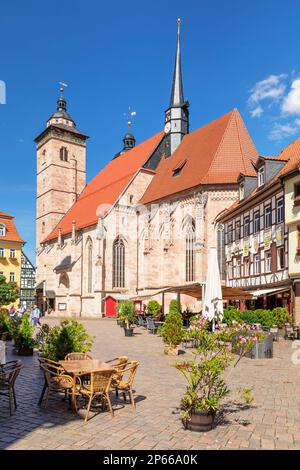 Old market with the town church of St. George, Schmalkalden, Thuringian Forest, Thuringia, Germany, Europe Stock Photo
