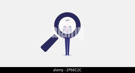 Human Resources - Personal Audit - Headhunter or Hiring Symbol Design with Magnifying Glass Stock Vector