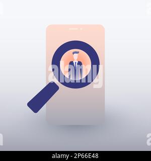 Human Resources - Personal Audit - Headhunter or Hiring Symbol Design with Magnifying Glass Stock Vector